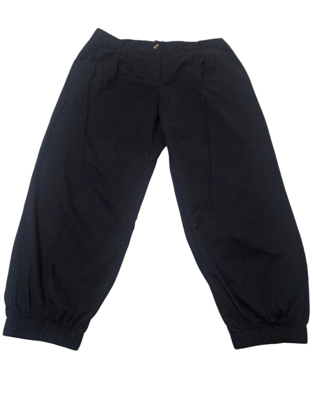 Halara Women's Cotton Jogger Pants XL Tall Elastic Waist Pockets Pleats Black L1